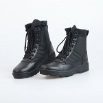Утепленные тактические ботинки на шнурках и замке, цвет черный