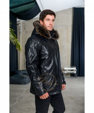 Мужская зимняя куртка из экокожи