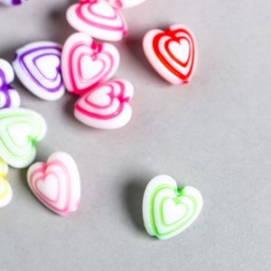 Бусины для творчества пластик "Сердце тройное" разноцветные набор 20 гр 0,7х1,1х1,1 см