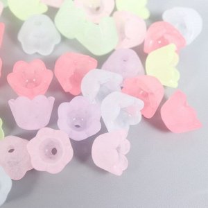 Бусины для творчества пластик "Цветок ландыша пастель" набор 80 шт полупрозр. 0,9х0,9х0,7 см