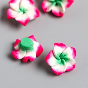 Бусины для творчества PVC "Цветок розово-зелёный" набор 8 шт 1х2,1х2,1 см