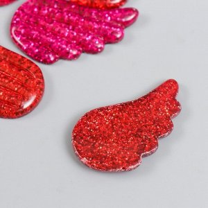 Декор для творчества пластик "Блестящие крылья" красно-розовый 2,2х3,3 см