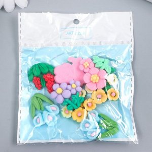Декор для творчества пластик "Цветочный кустик" набор 8 шт МИКС 2,8х3х0,7 см