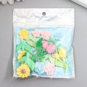 Декор для творчества пластик "Садовый цветок" набор 8 шт МИКС 2,6х4х0,7 см