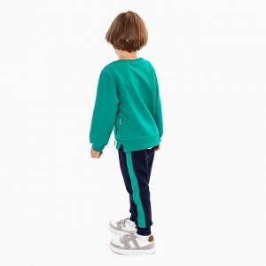 Костюм для мальчика (свитшот, брюки), цвет зелёный/темно-синий, рост
