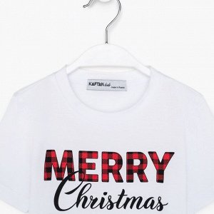 Футболка детская KAFTAN "Merry Christmas", 30 (98-104), цвет белый