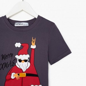 Футболка детская KAFTAN "Xmas family", 28 (86-92), цвет серый