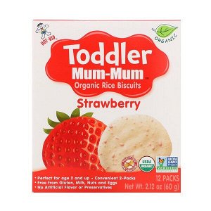 Hot Kid, Печенье с органическим рисом Toddler Mum-Mum, 12 упаковок, 60 г