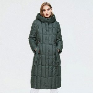Женский зимний пуховик-пальто с капюшоном ХИТ ПРОДАЖ, цвет зеленый