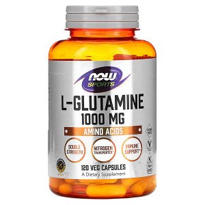 NOW Foods L-глютамин, двойная сила, 1000 мг, 120 растительных капсул