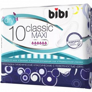Прокладки для критических дней "BiBi" Classic Maxi Dry, 10 шт./уп.