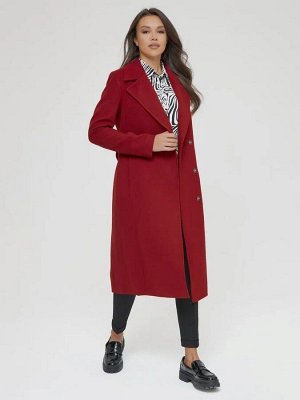 Пальто женское демисезонное на кнопках цвет Бордовый COAT1