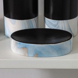 Набор аксессуаров для ванной комнаты SAVANNA Stone blue, 4 предмета (мыльница, дозатор для мыла, 2 стакана), цвет чёрный