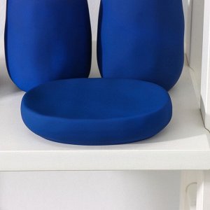 Набор аксессуаров для ванной комнаты SAVANNA Soft, 4 предмета (мыльница, дозатор для мыла 400 мл, 2 стакана), цвет синий