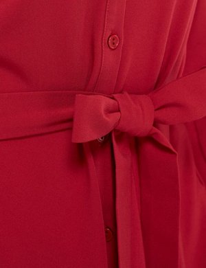 Платье рубашка женское демисезонное МАКСИ длинный рукав цвет Темно-красный LONG (однотонное)