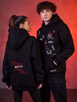 Худи унисекс FLAMING HEART с начесом свободного силуэта