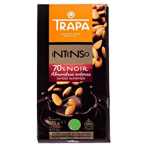 Шоколад TRAPA 70% NOIR Whole Almonds 175 г 1уп.х 17 шт.