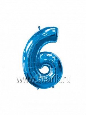 Фольга шар Цифра 6 Blue 34"/86 см США Anagram