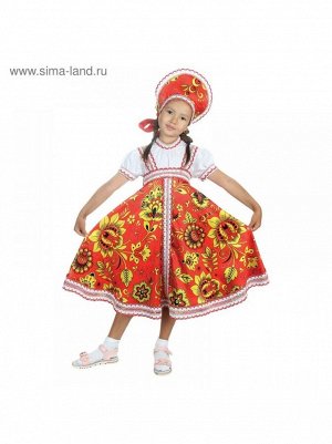 Костюм Хохлома платье, кокошник красный р 34, рост 134 см