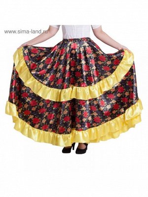 Цыганская юбка желтая длина 95 см, обхват талии 60-72 см