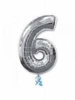 Фольга шар Цифра 6 Silver 34&quot;/86 см США Anagram