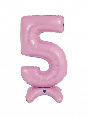 Фольга шар Цифра 5 Pastel Pink на подставке 25" 1 шт Grabo