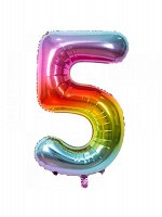 Фольга шар Цифра 5 радуга металлик 40&quot;/100 см 1 шт Китай