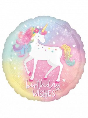 Фольга шар Birthday Wishes Единорог спящий S40 18"/45 см Anagram