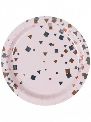 Тарелка бумага Конфетти Party 6 шт 17 см цвет розовый