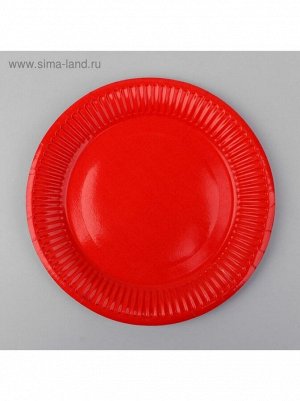 Тарелка бумага набор 10 шт 18 см цвет красный