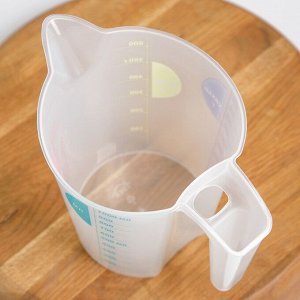 Кувшин мерный IDEA, 1 л, пластик, прозрачный