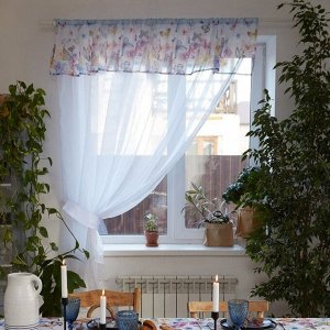 Тюль с подхватом и ламбрекеном «Бабочки», 250x200 см, 100% п/э, вуаль