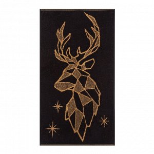 Полотенце новогоднее махровое ROYAL DEER, размер 50х90см, цвет чёрный, 360гр/м, 100% хлопок