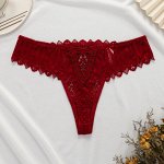 Женские кружевные трусики, цвет красный