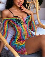 Женское платье с разрезами, разноцветное