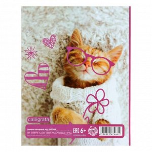 Дневник для 1-4 класса "Котёнок в сердечках", твёрдая обложка, глянцевая ламинация, 48 листов