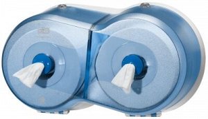 Tork, Двойной мини диспенсер для туалетной бумаги LOTUS Prof SmartOne mini double полупрозрачный синий, Торк