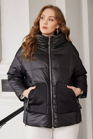 Женский демисезонный УЛЬТРА ЛЕГКИЙ пуховик over-size с капюшоном, цвет ЧЕРНЫЙ