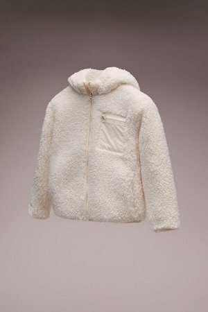 Faux shearling жакет with contrast pockets