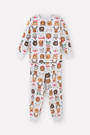 Пижама детская Crockid К 1550 мишки в шапках на меланже