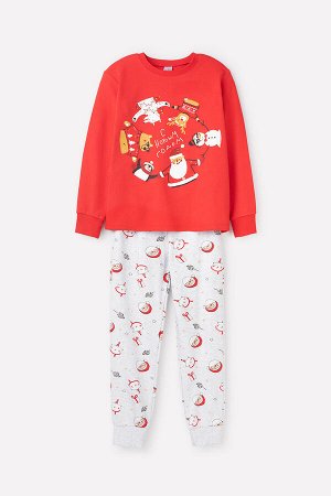 Пижама(Осень-Зима)+boys (красный, дед мороз и мишка)