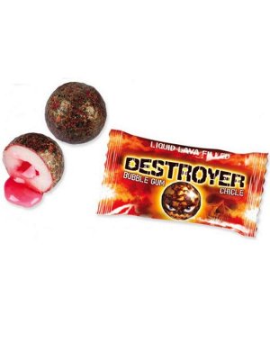 Жевательная резинка со вкусом клубники Fini Destroyer / Жвачка Фини "Шар разрушитель из лавы" в виде шара с начинкой внутри 6 гр
