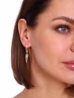 Серьги коллекция &quot;Дубай&quot; покрытие позолота, зелёный фианит, 339014, арт.647.818