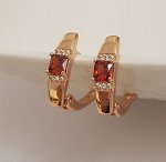 Серьги коллекция &quot;Дубай&quot; покрытие позолота, красный камень, 22809, арт.647.838