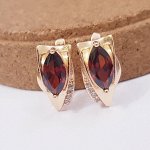 Серьги коллекция &quot;Дубай&quot; покрытие позолота, красный камень, 80126, арт.647.864