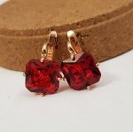 Серьги коллекция &quot;Дубай&quot; покрытие позолота, красный камень, V 0125, арт.747.067