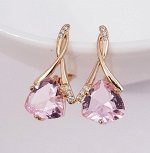 Серьги коллекция &quot;Дубай&quot; покрытие позолота, розовый камень, 131207, арт.647.849