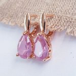 Серьги коллекция &quot;Дубай&quot; покрытие позолота, розовый камень, 211012, арт.547.883