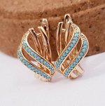 Серьги  коллекция &quot;Xuping&quot; покрытие позолота, с голубыми фианитами, 2210, арт.647.379