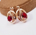 Серьги коллекция &quot;Дубай&quot;, покрытие позолота с красным кристаллом,  А0107, арт.747.105